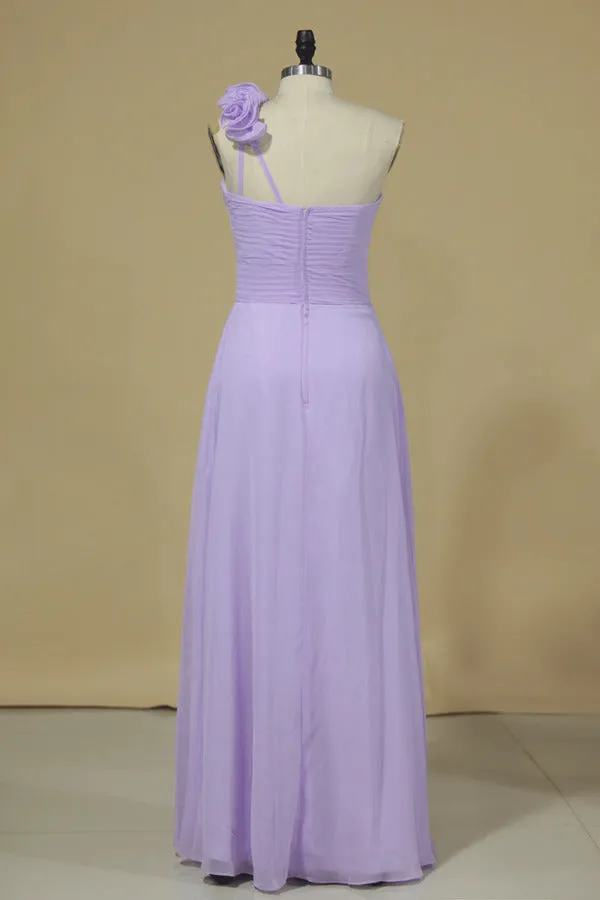 2024 Bridesmaid Dress A Line One Shoulder Chiffon With Handmade P9BC6KZF