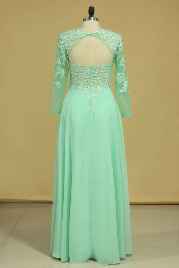 2024 Prom Dresses Bateau A Line Chiffon Floor Length With PZ6X7AJN