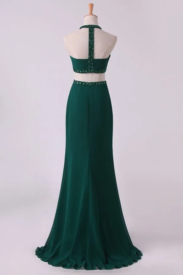 2024 Sexy Open Back Prom Dresses Scoop Chiffon With Ruffles PE5GMDGX