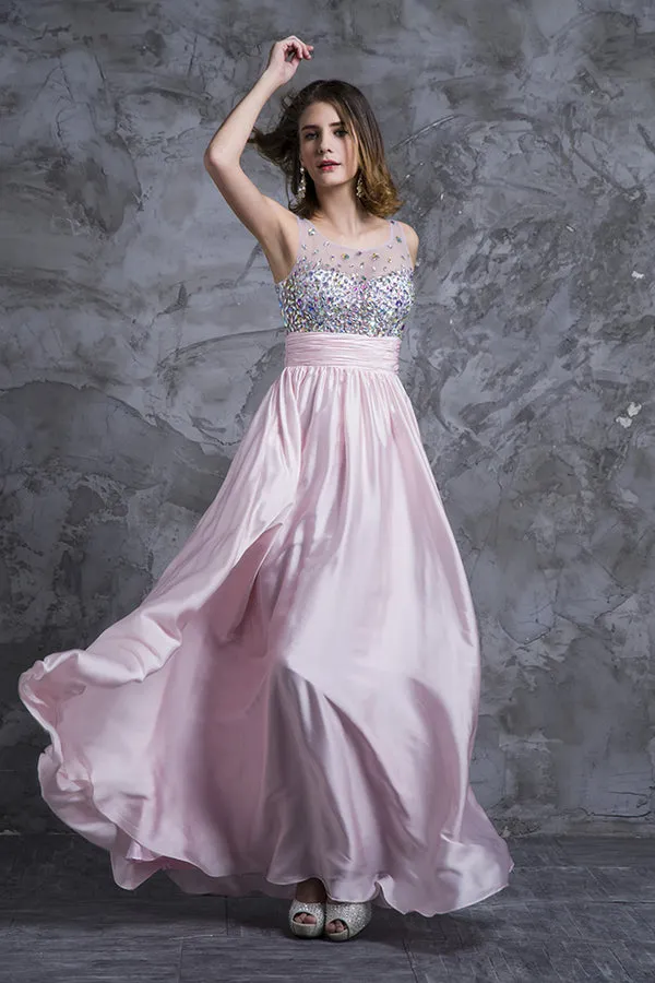 2024 Sexy Prom Dresses Scoop Neckline Princess Floor Length Chiffon P5EKRRD9