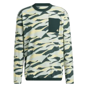 Adidas Texture-Print Crew Sweatshirt - Green