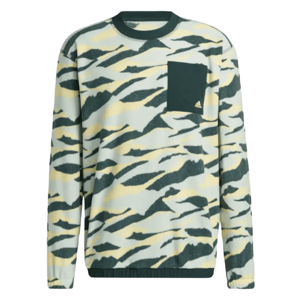 Adidas Texture-Print Crew Sweatshirt - Green