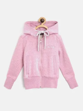 Alcis Girls Pink Solid Hooded Sweatshirt