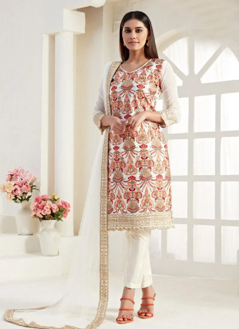 Amazing White Color Georgette Base Pakistani Salwar Suit