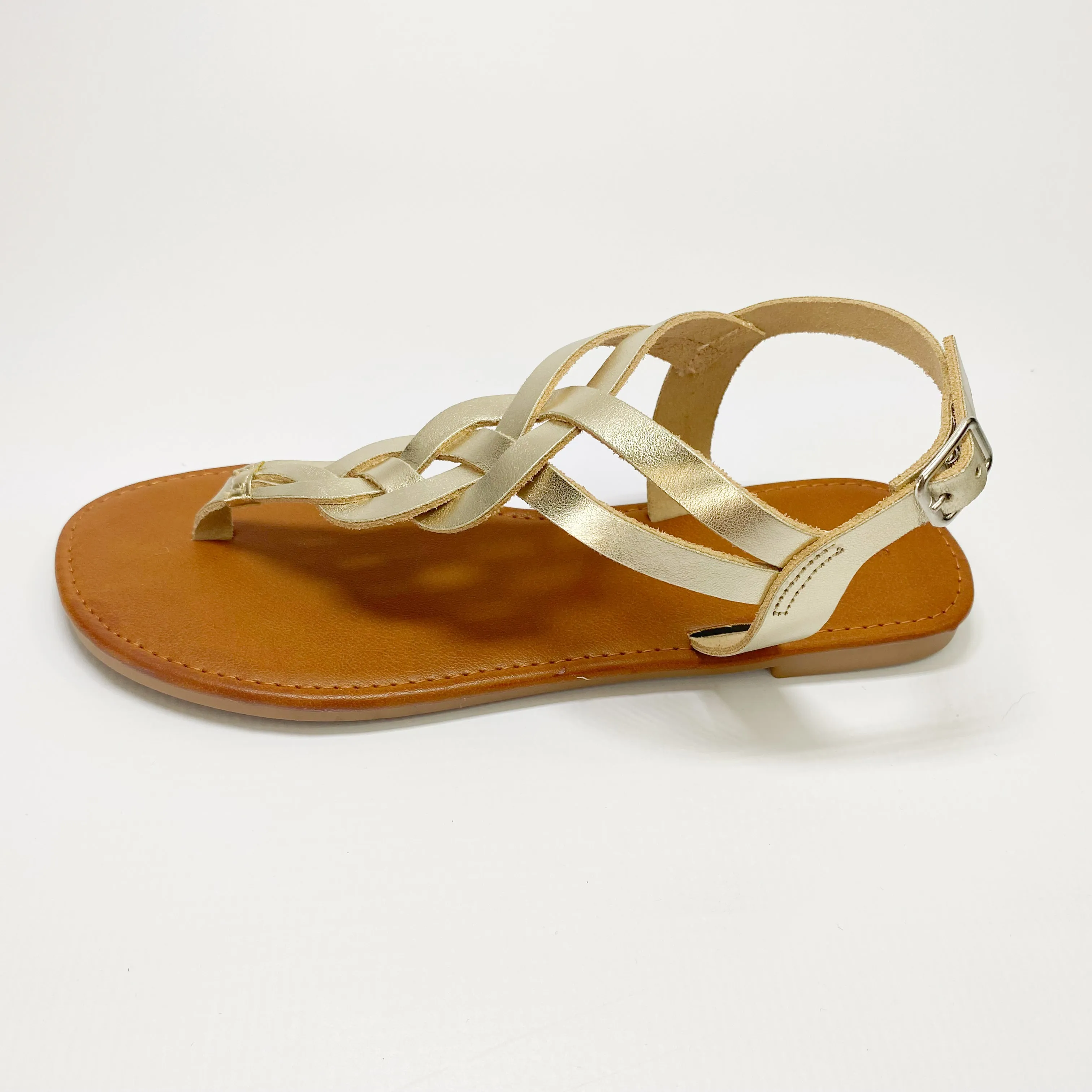 Andreoli leather gold toe thong sandal