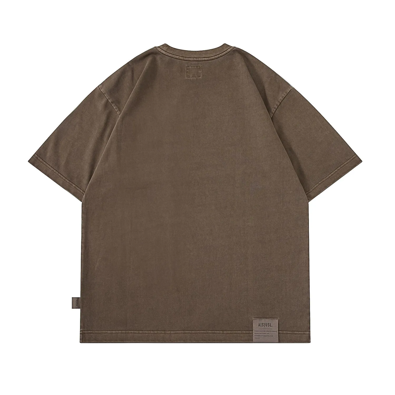 A[S]USL PIGMENT DYE ZIPPER POCKET TEE-BROWN