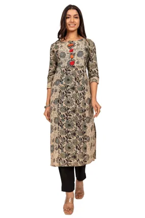 Beige & Light Blue Ajrakh Kurta