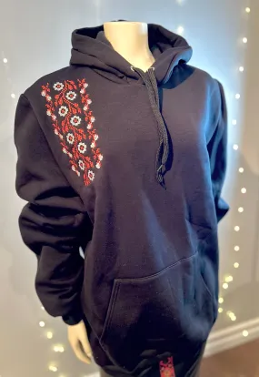 Black Embroidered Hoodie