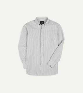 Black Ticking Stripe Cotton Oxford Cloth Button-Down Shirt