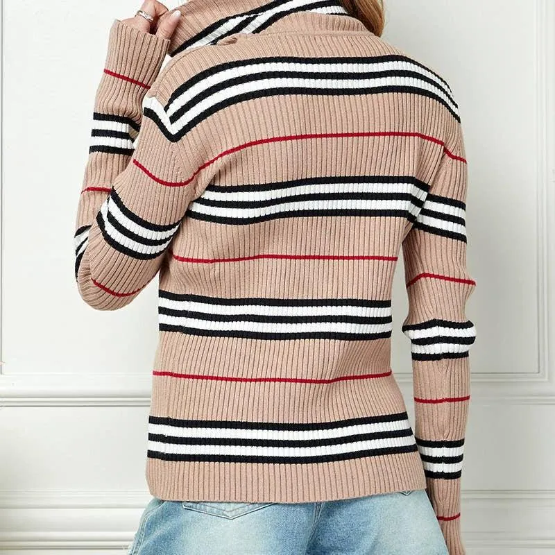 Blair Striped High Neck Sweater