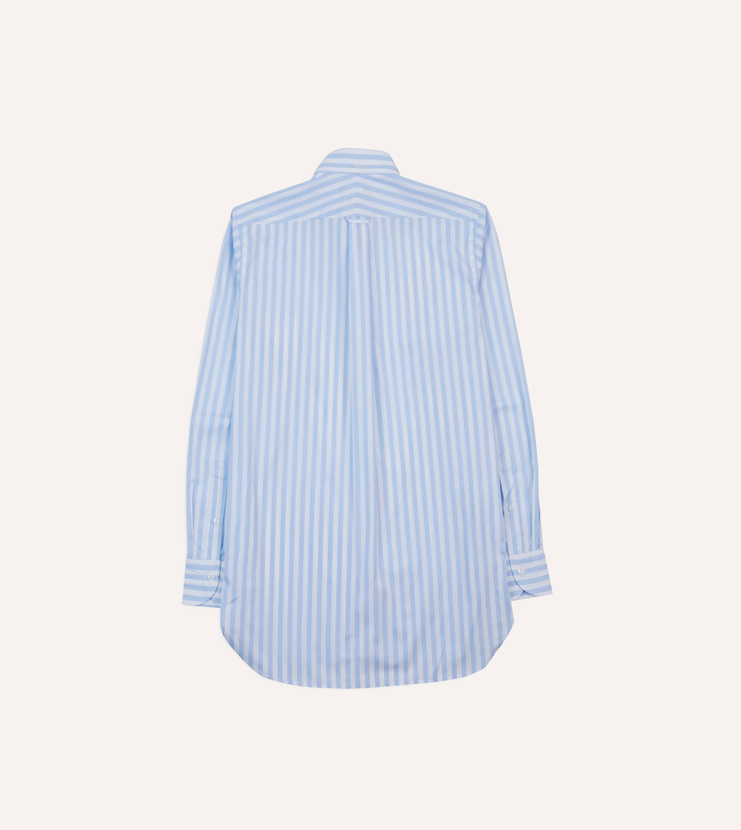 Blue Broad Stripe Cotton Poplin Button-Down Shirt