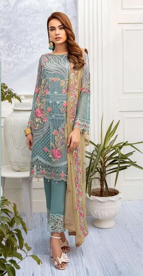 Blue Georgette Designer Pakistani Style Suit