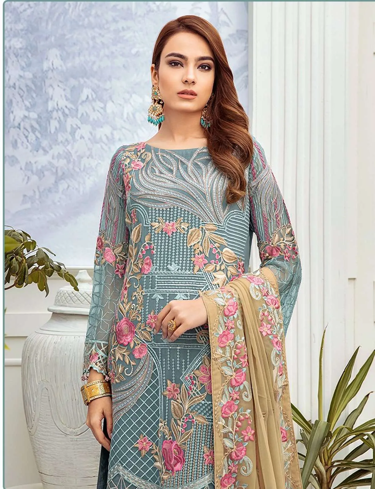 Blue Georgette Designer Pakistani Style Suit