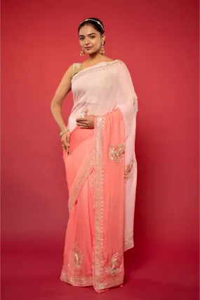 Blush Peach Chiffon Saree