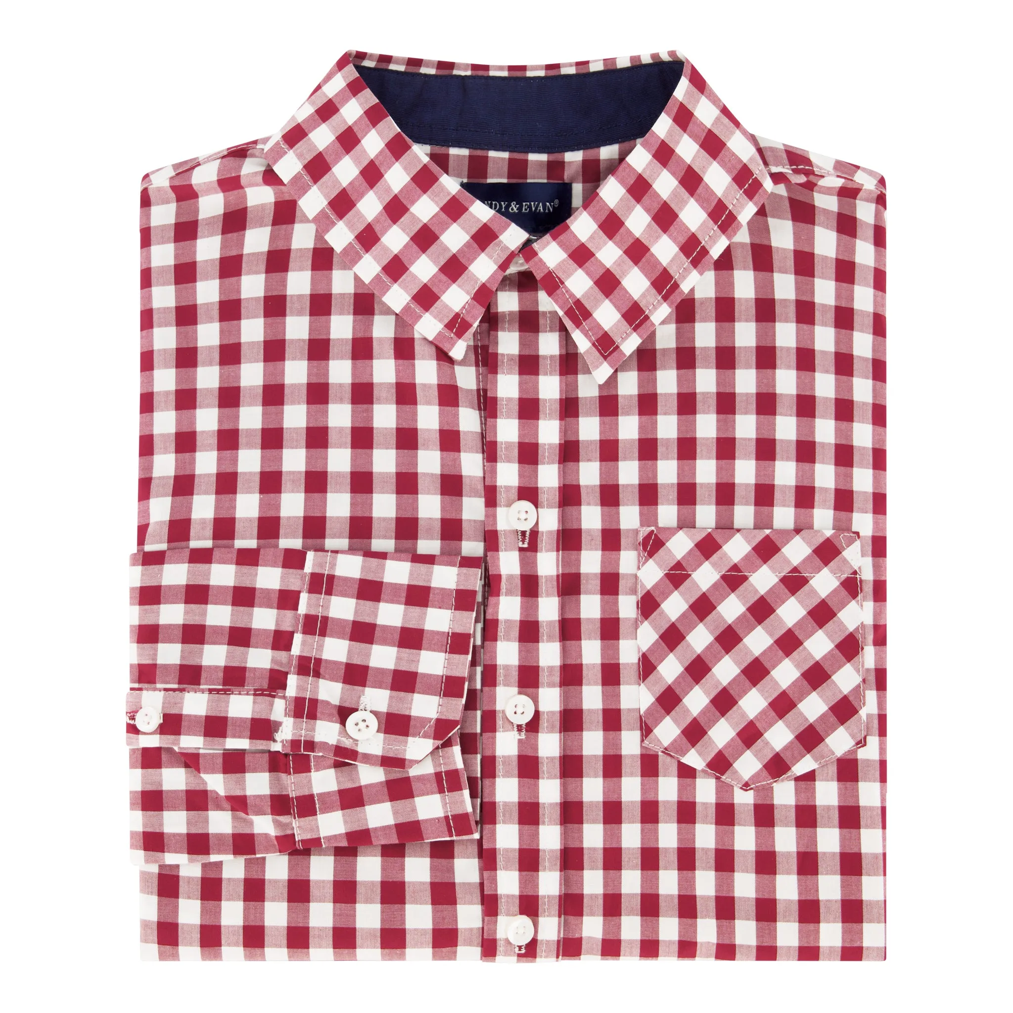 Boys Red Gingham Button Down