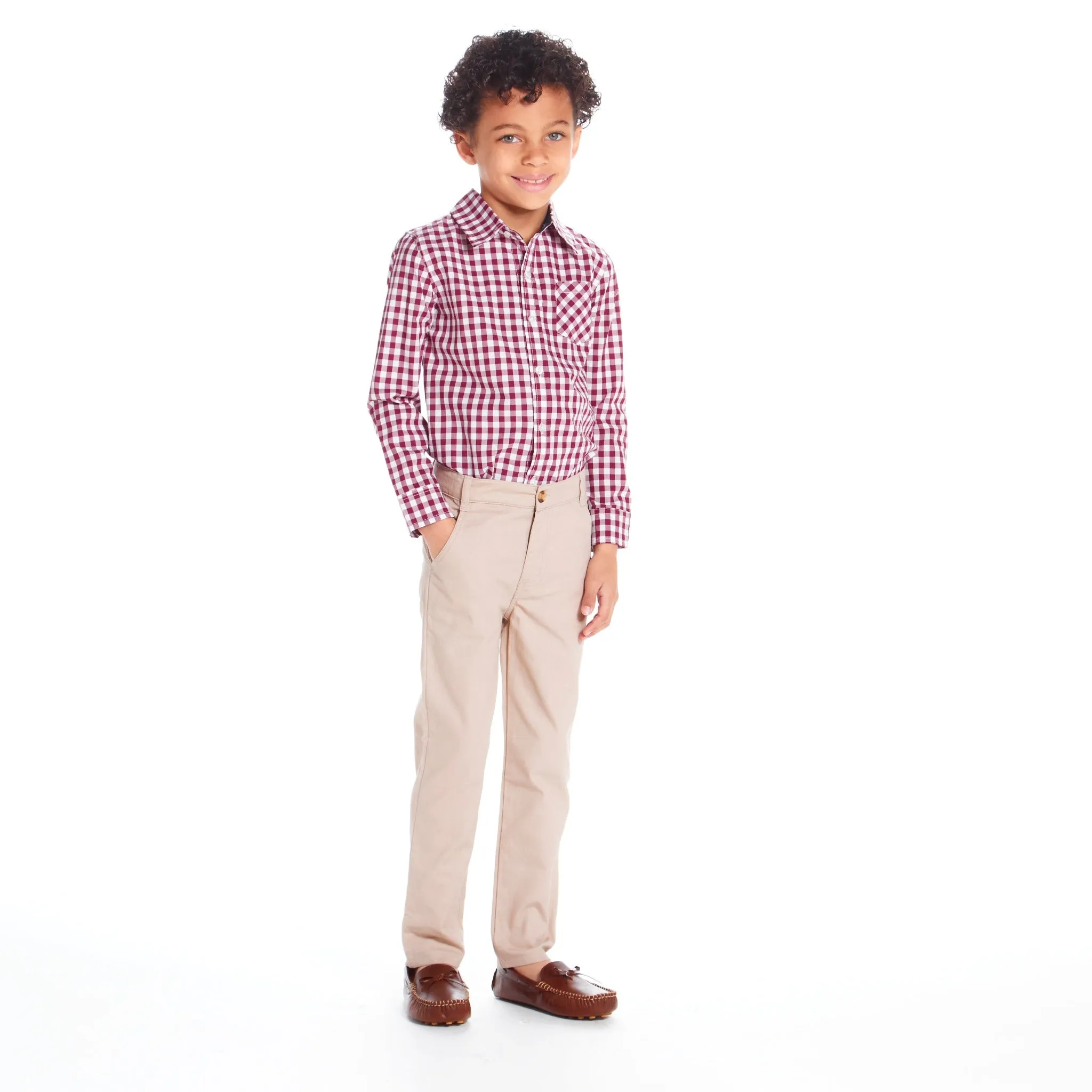 Boys Red Gingham Button Down