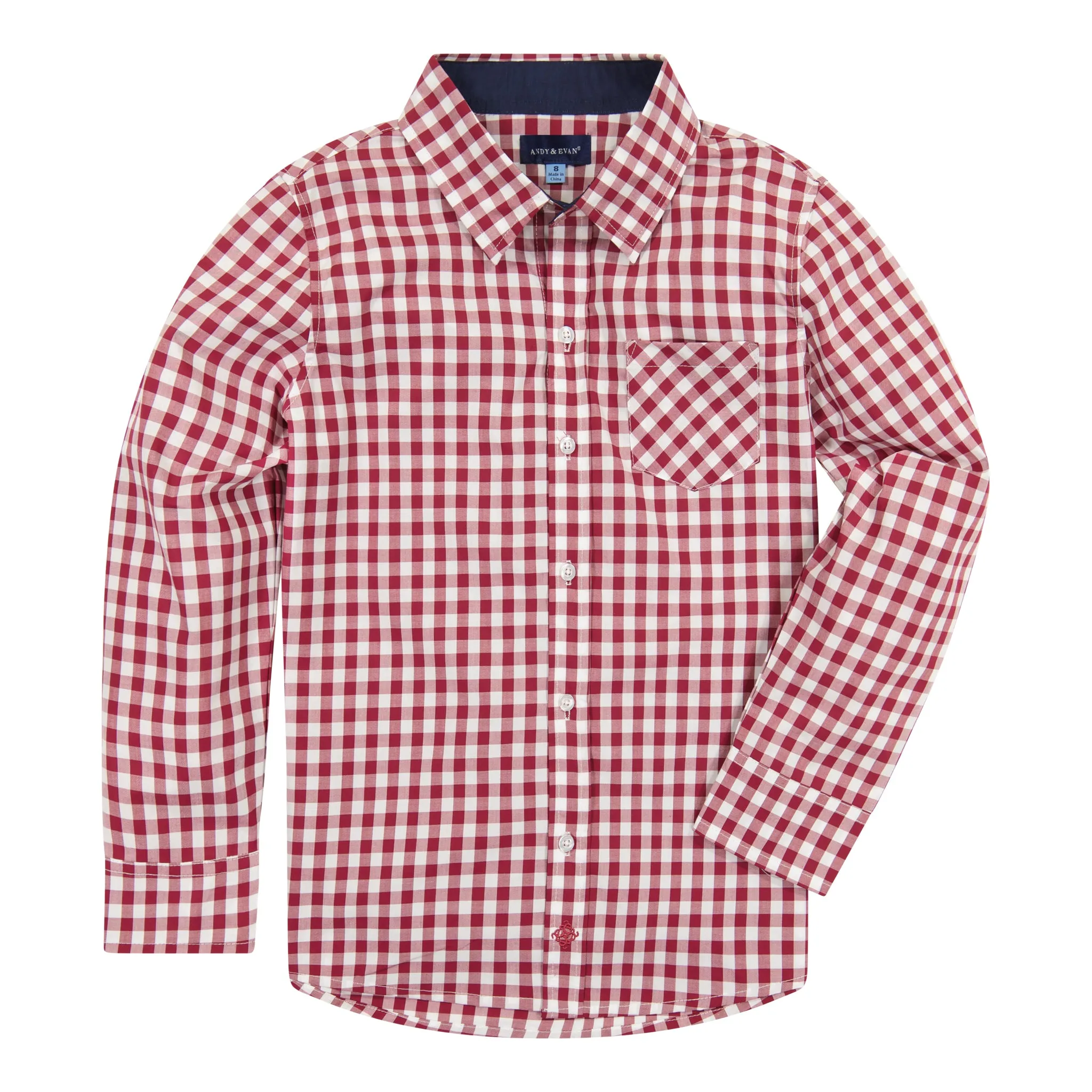 Boys Red Gingham Button Down