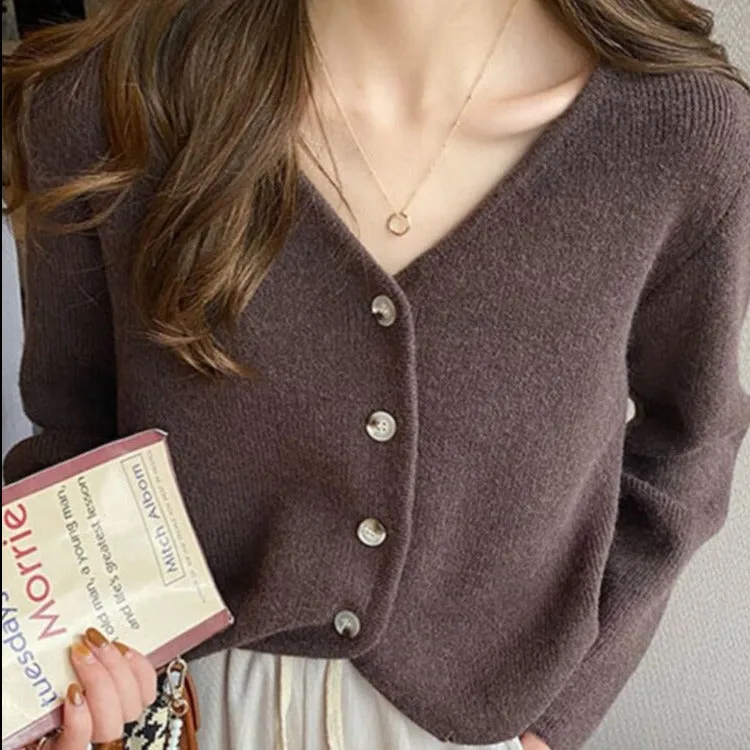 Button-Down Cardigan With V-Neck