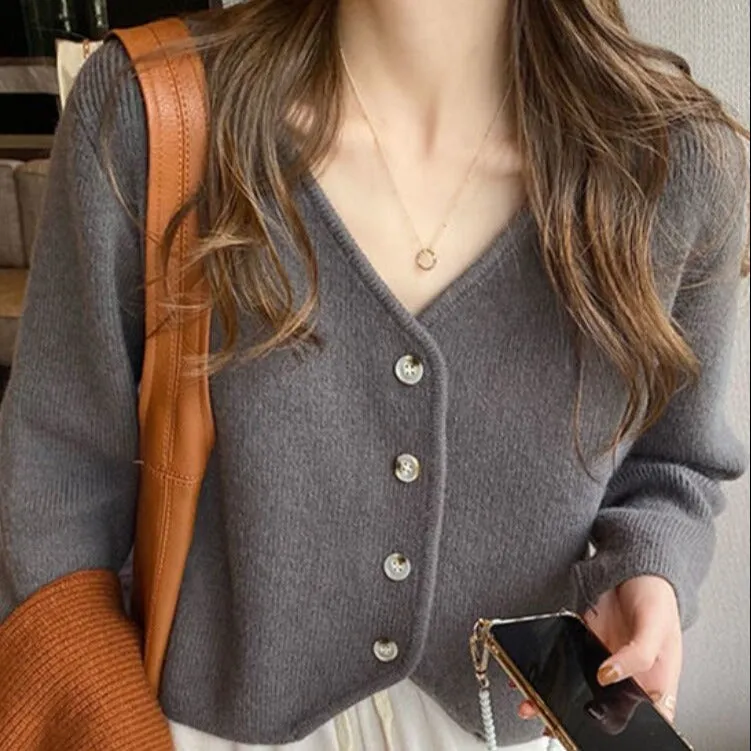 Button-Down Cardigan With V-Neck