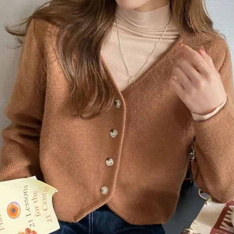 Button-Down Cardigan With V-Neck