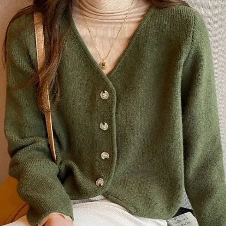 Button-Down Cardigan With V-Neck