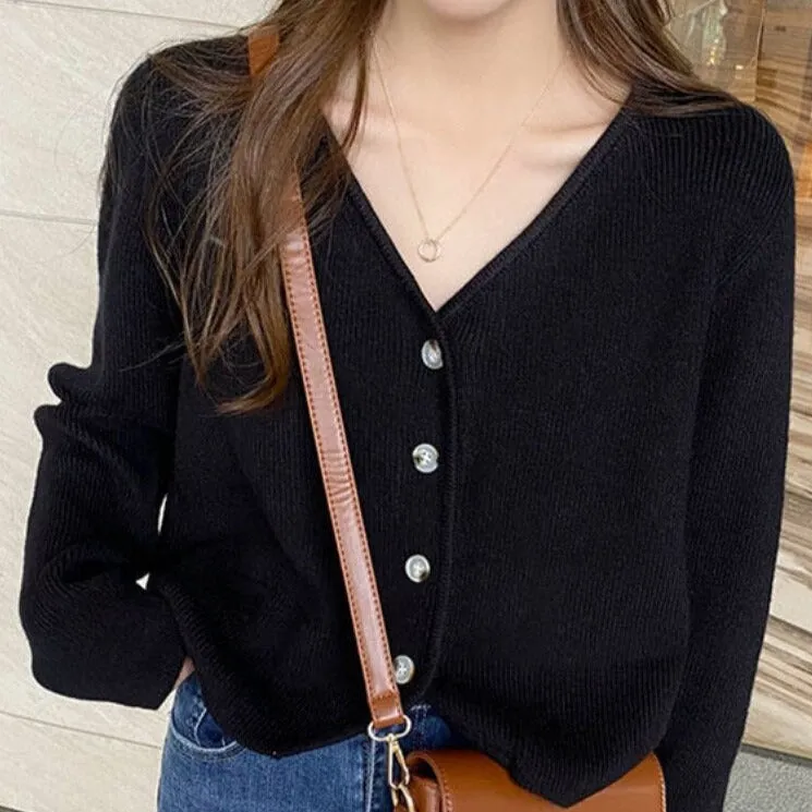 Button-Down Cardigan With V-Neck