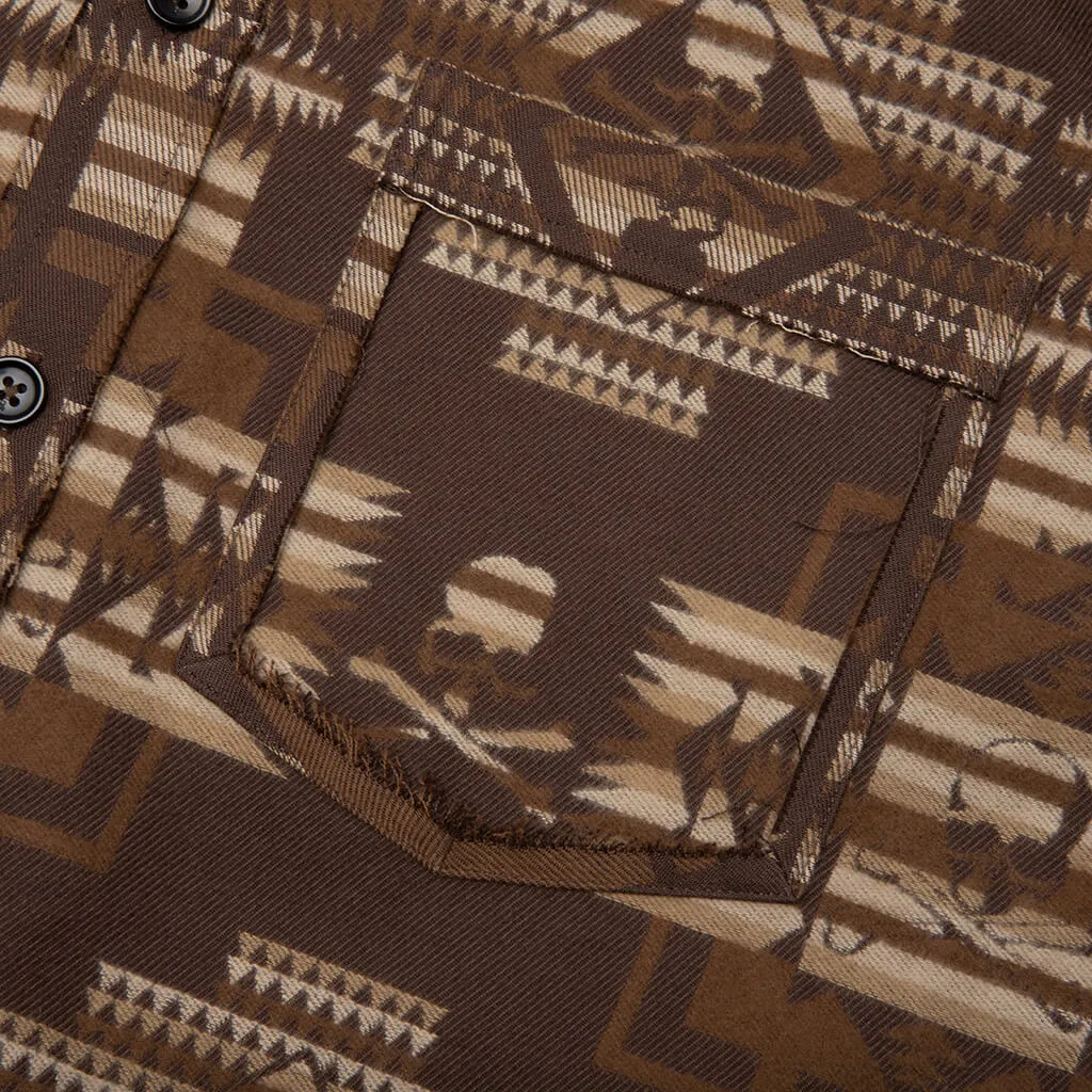 Chimayo Jacquard Button-Down Shirt - Brown