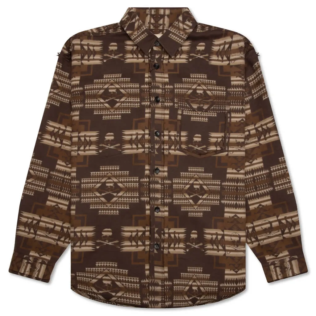 Chimayo Jacquard Button-Down Shirt - Brown