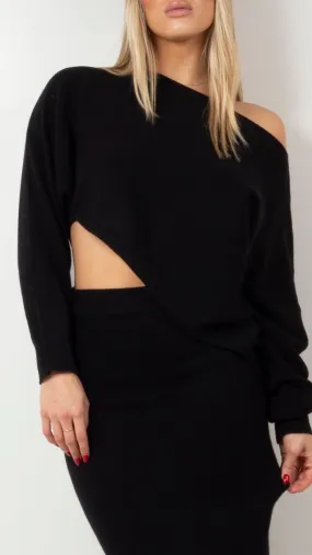 Chloe Sweater Skirt Set - Black