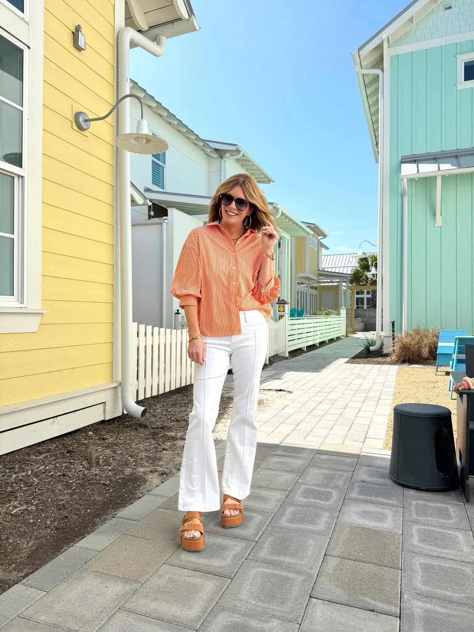 Clementine Stripe Button Down