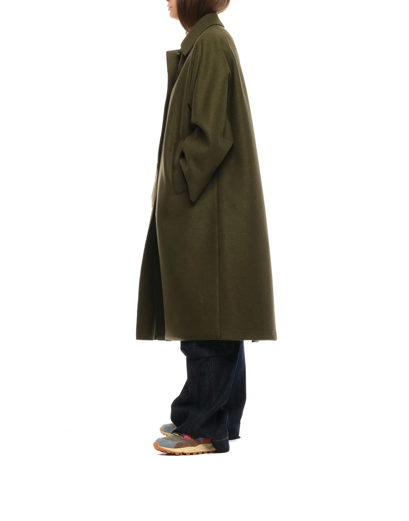 Coat for woman A1424MLK-P MOSS GREEN Harris Wharf London