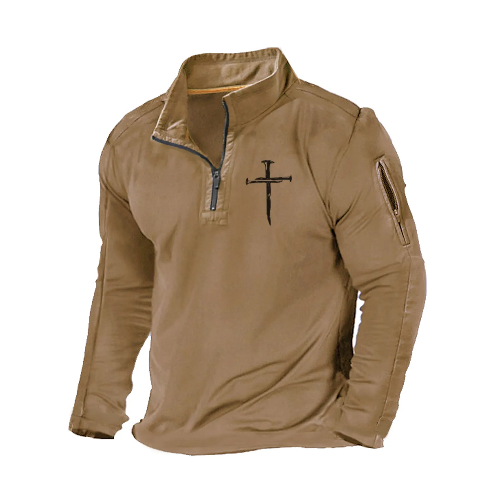 CROSS 1/4 ZIPPER GRAPHIC LONG SLEEVE SHIRT