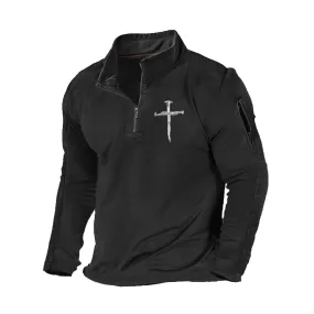 CROSS 1/4 ZIPPER GRAPHIC LONG SLEEVE SHIRT