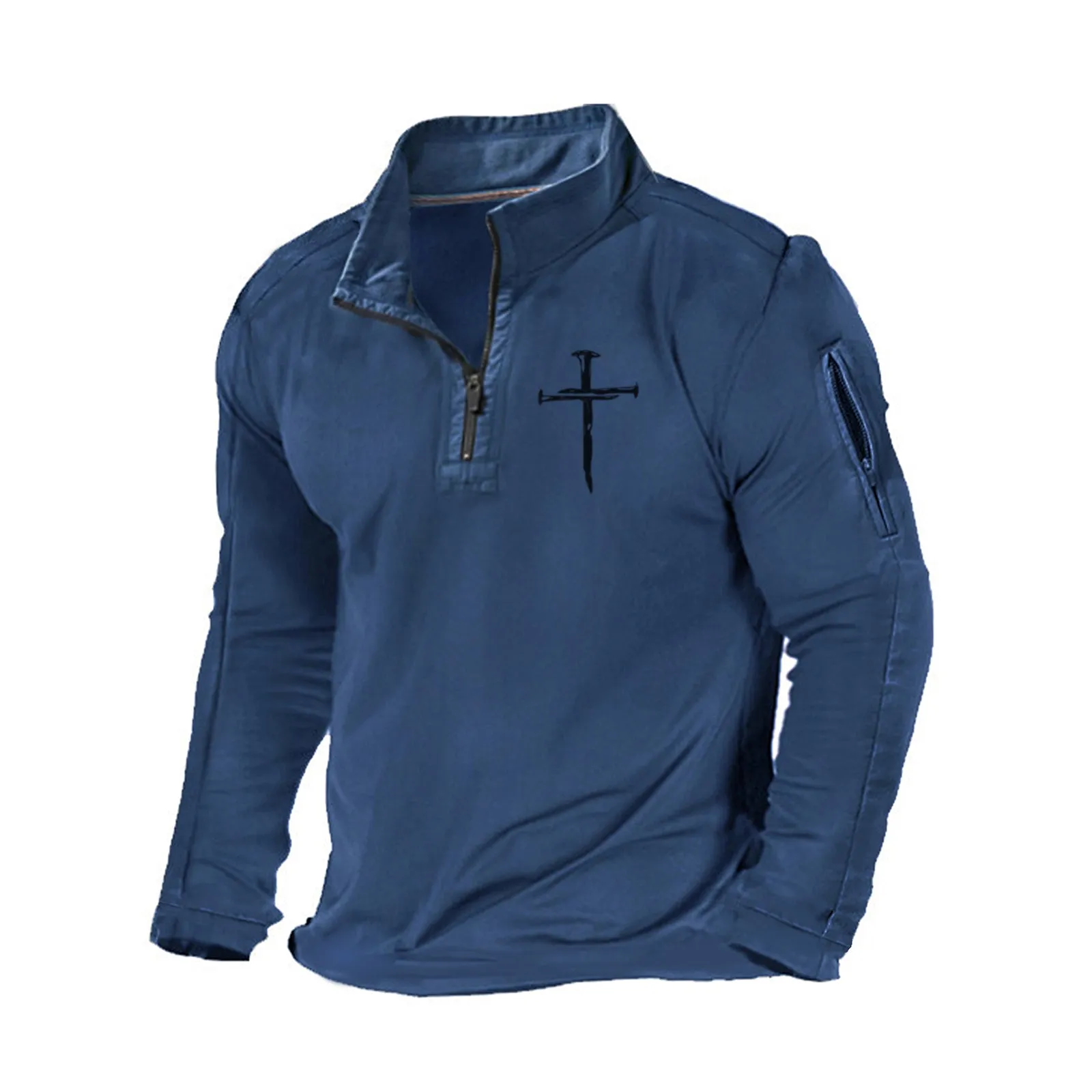 CROSS 1/4 ZIPPER GRAPHIC LONG SLEEVE SHIRT