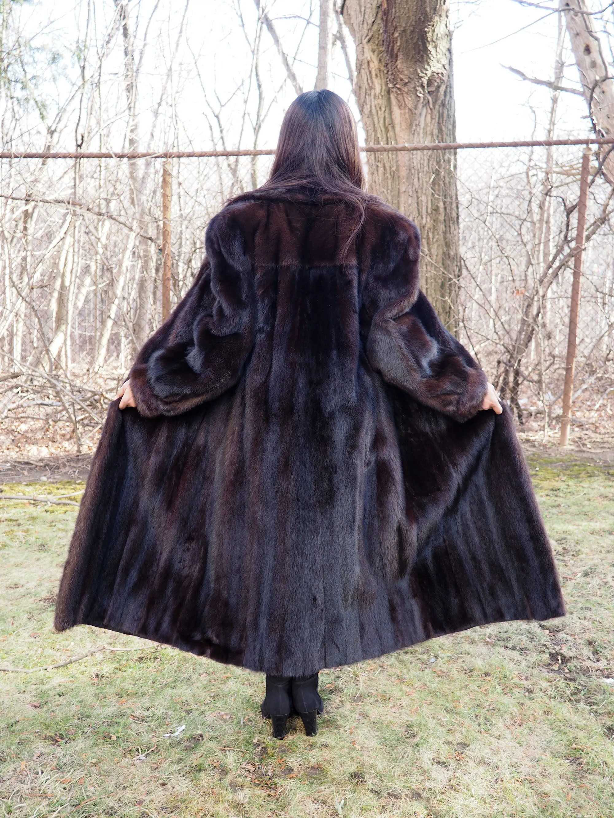 Dark Ranch Black Mink Coat Coats M Notch Collar