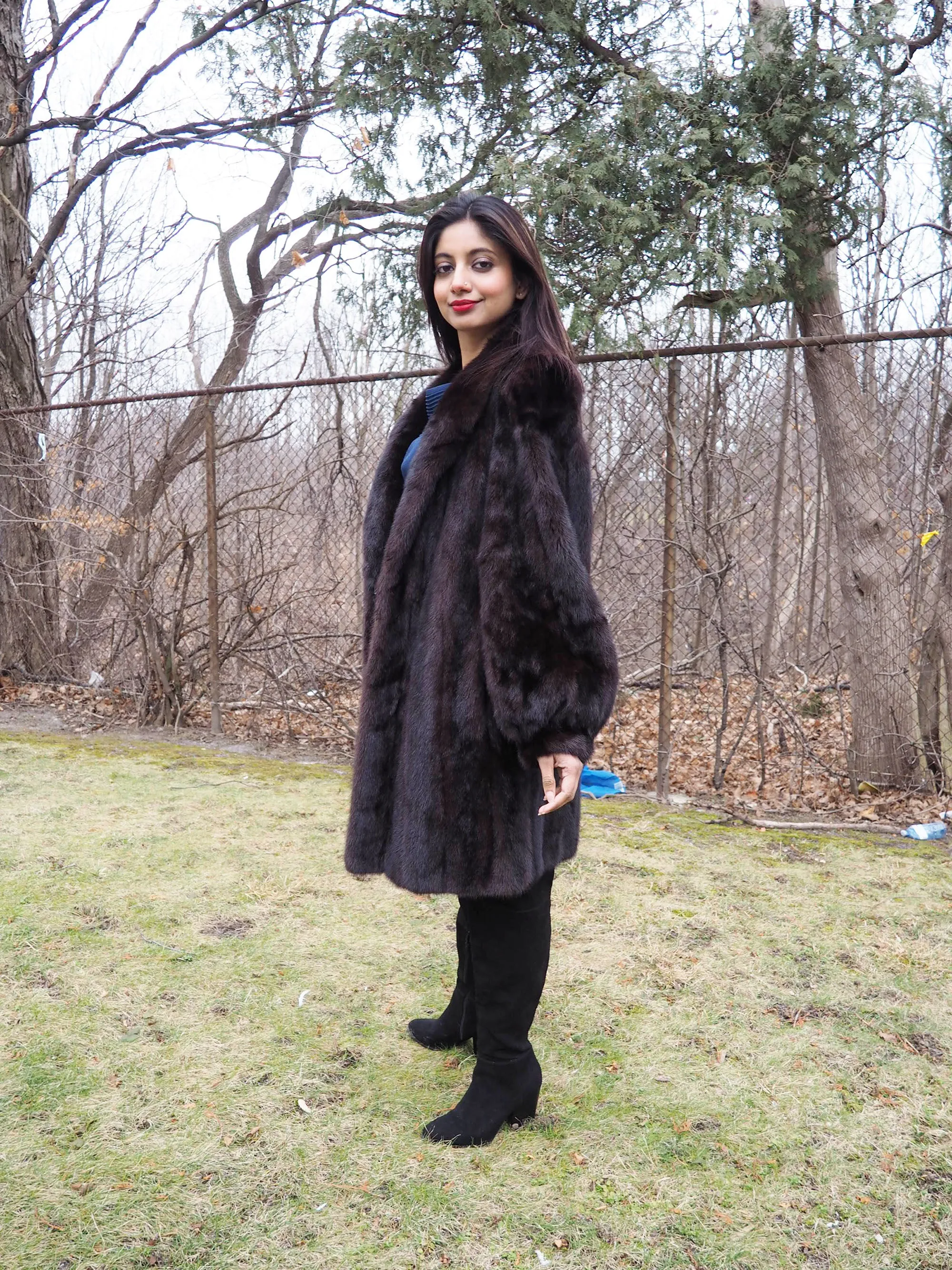 Dark Ranch Female Black Mink Fur Jacket Coat M