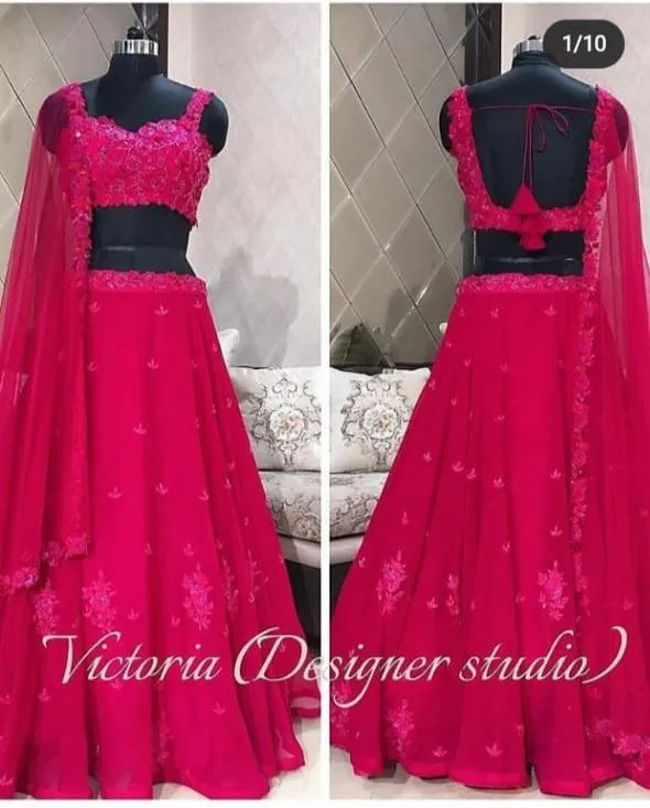 DESIGNER RANI PINK LEHENGA WITH EMBROIDERY