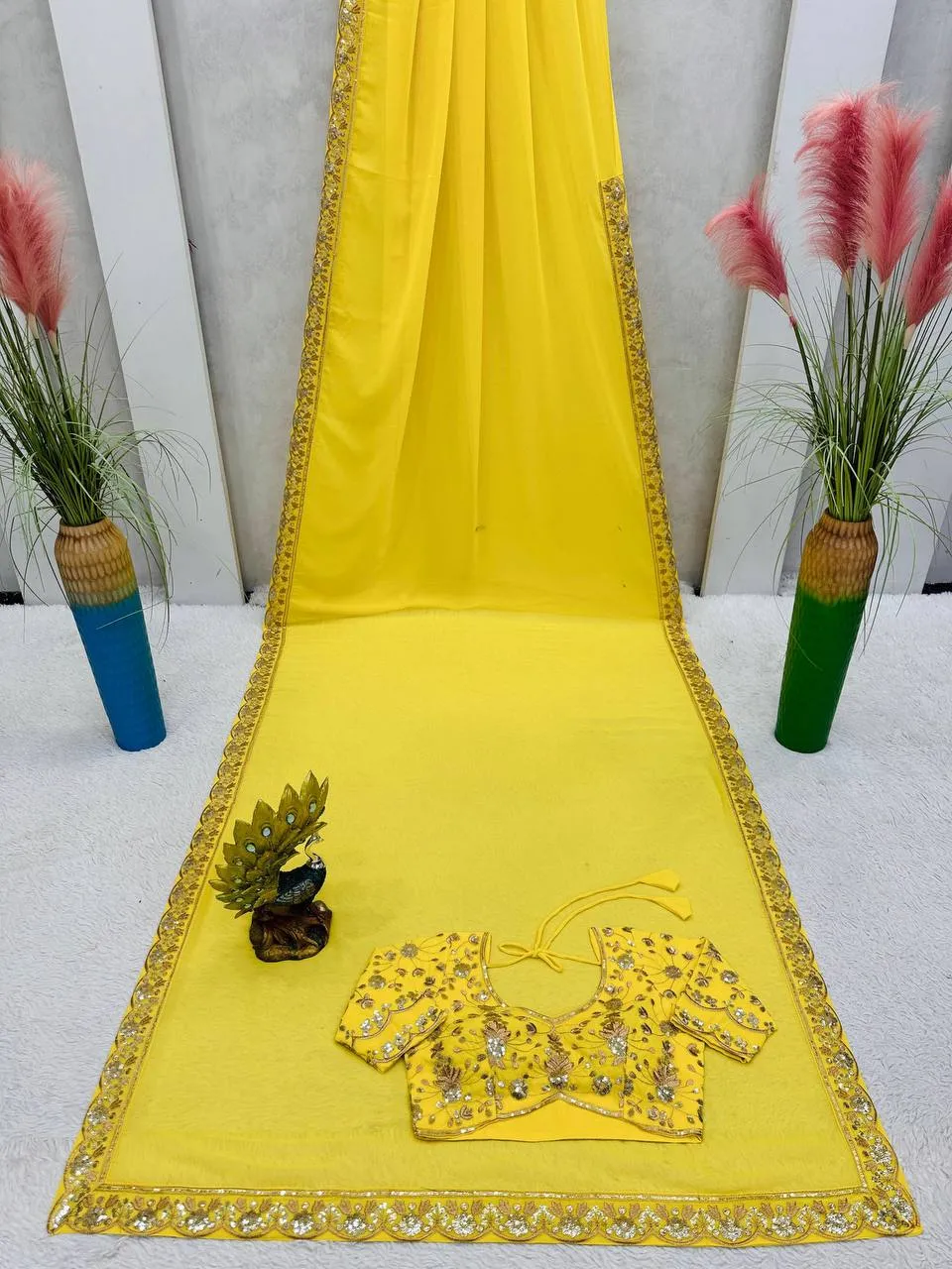 Designer Yellow Wedding Saree