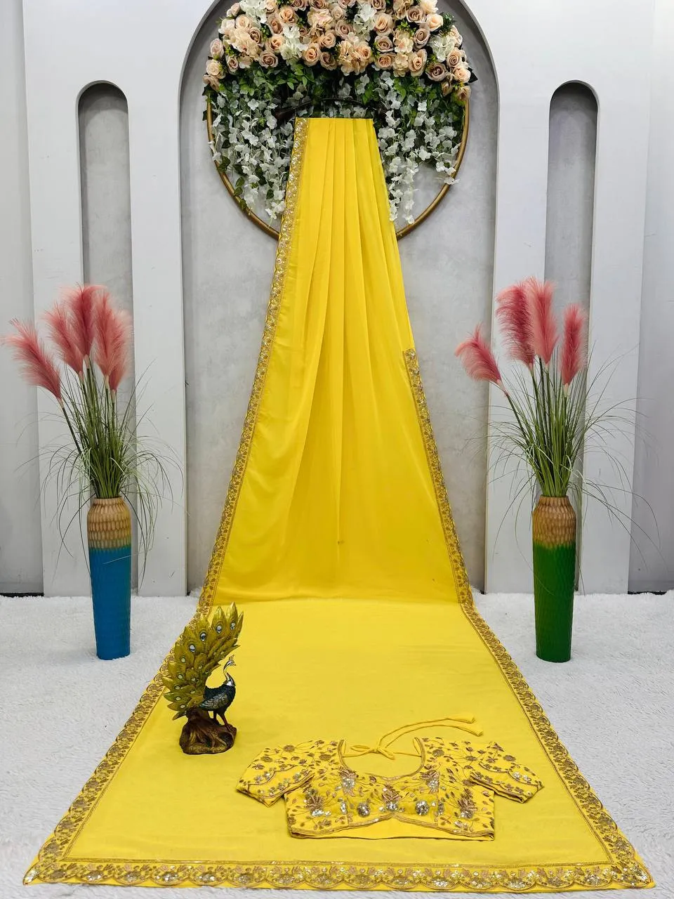 Designer Yellow Wedding Saree