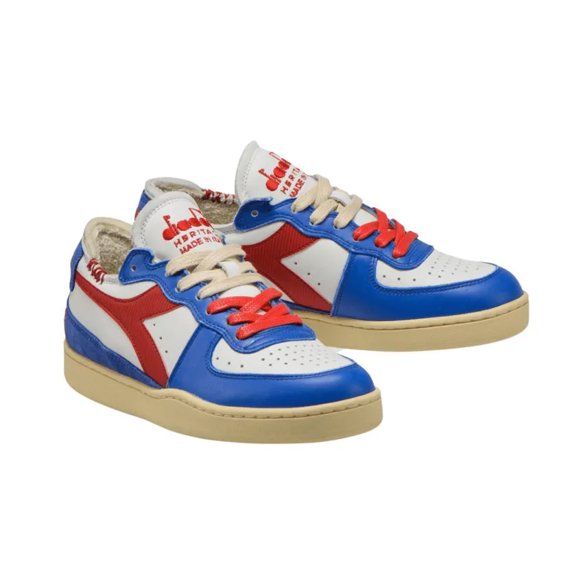 DIADORA HERITAGE SNEAKERS MI BASKET ROW CUT PHILLY 6 BIANCO-AZZURRO