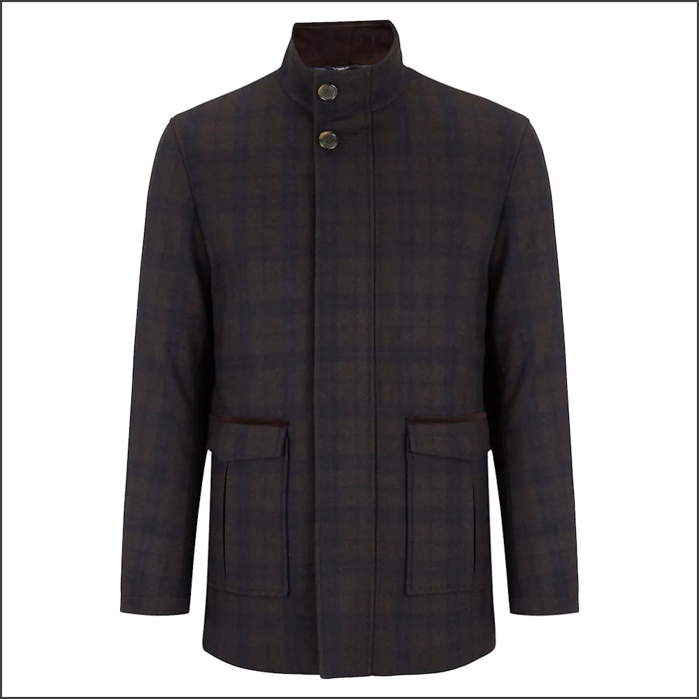 Douglas Barkley Brown Checkered Car Coat