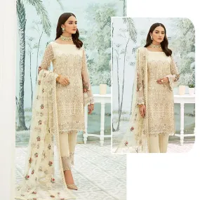 Embroidered Georgette Pakistani Suit in Beige