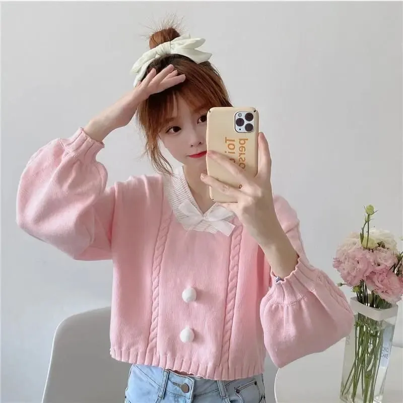 Fairy-Kei Candy Pastel Kawaii Aesthetic PomPom Sweater MK18402