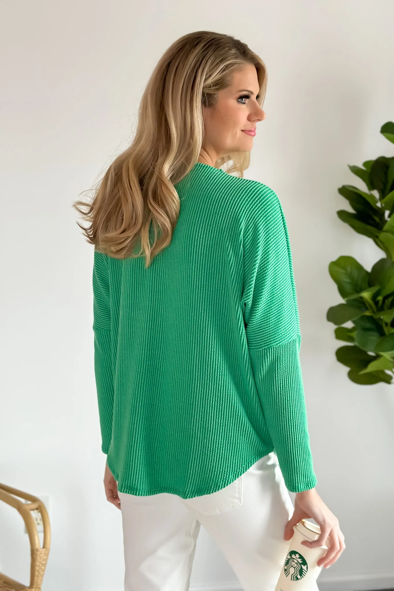 Feeling Daring Dolman Sleeve Zipper Top : Green