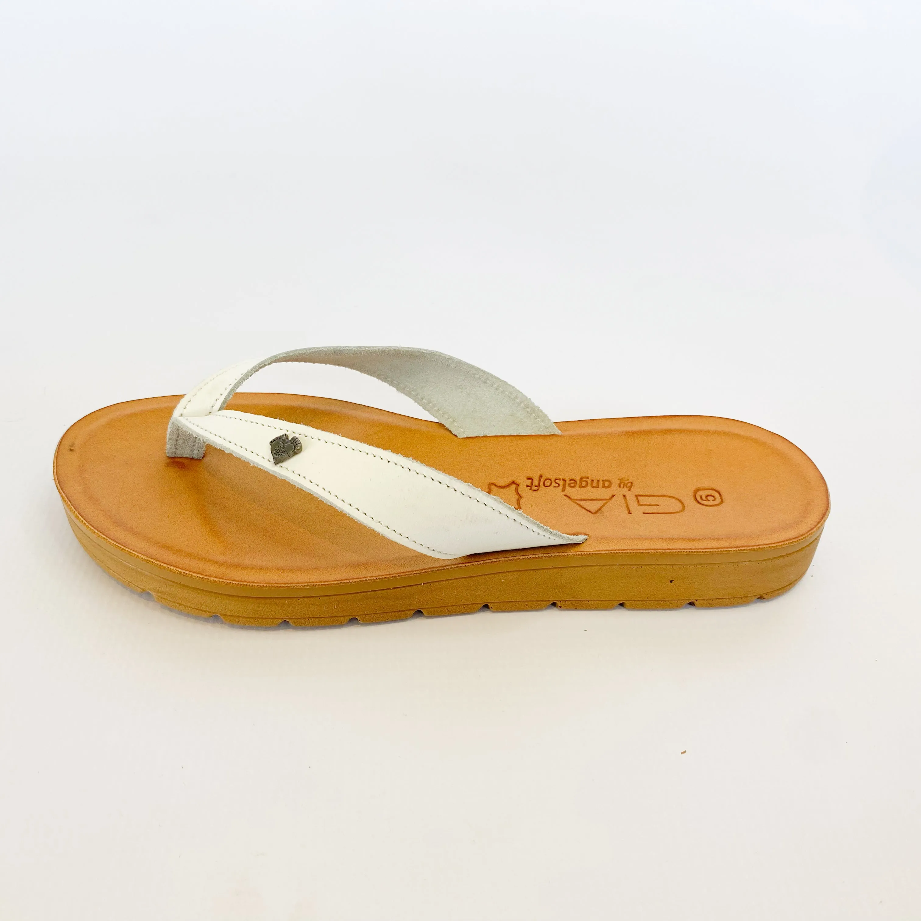 Gia leather white thong sandal