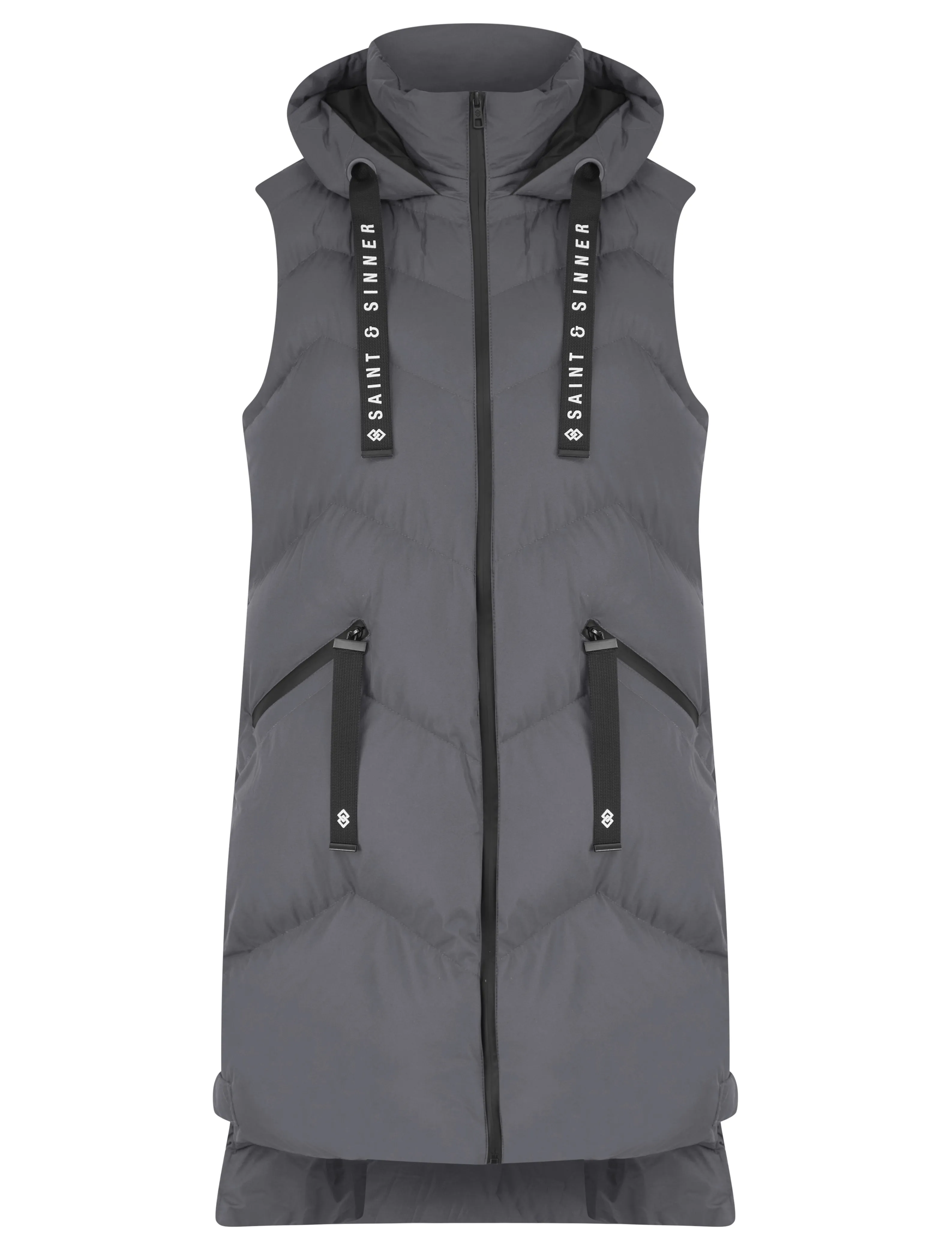 GRAPHITE HOODED ZIP UP GILET