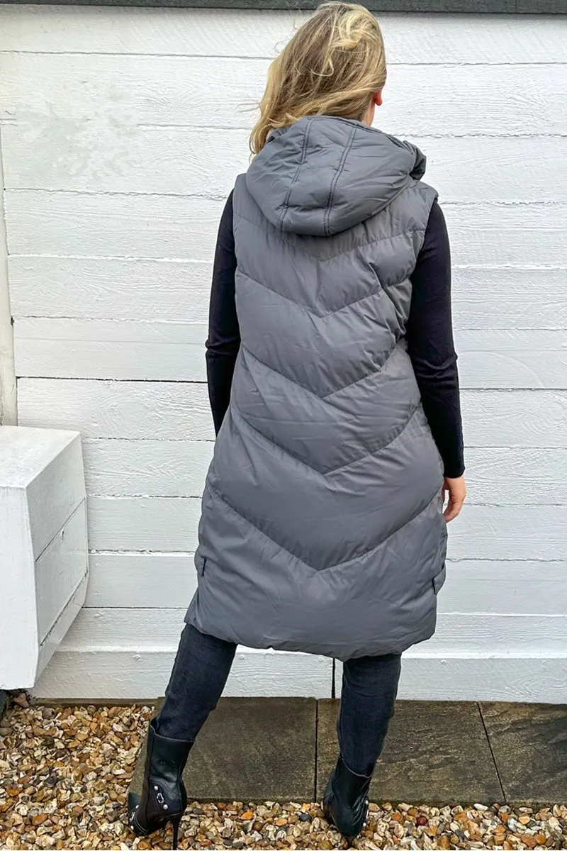 GRAPHITE HOODED ZIP UP GILET