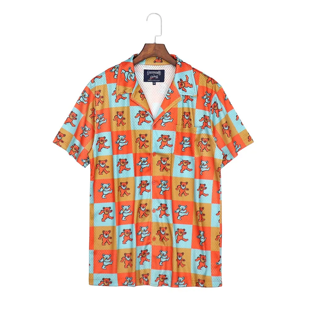 Grateful Dead | Mesh Button Down | Orange Bear