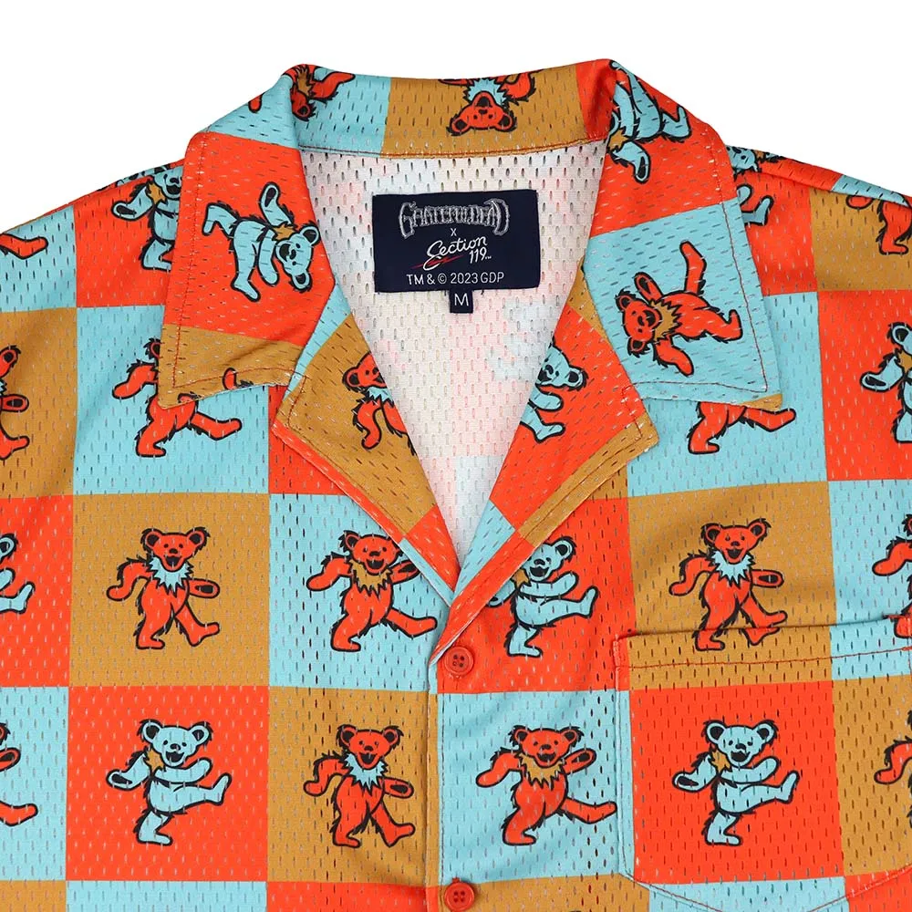 Grateful Dead | Mesh Button Down | Orange Bear