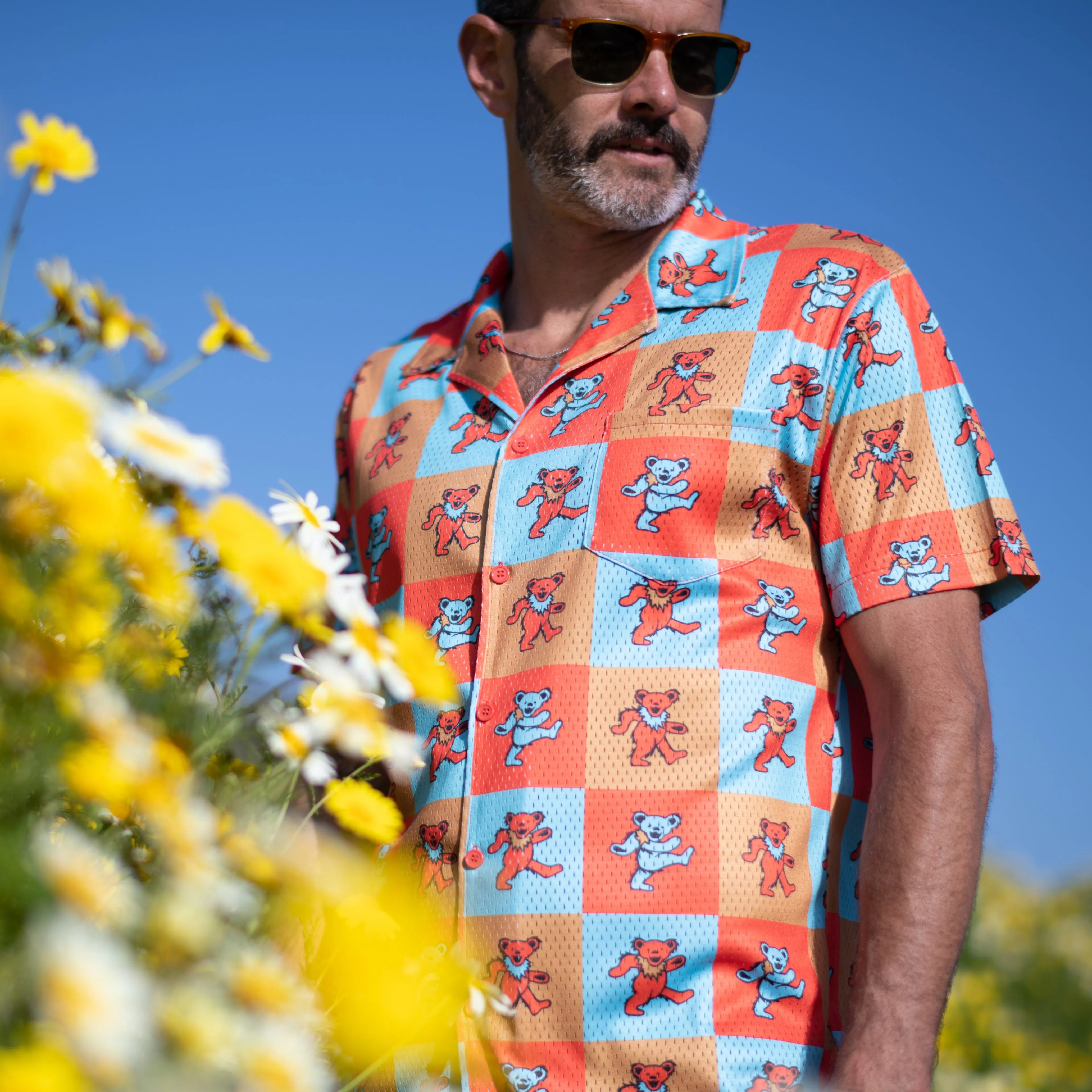 Grateful Dead | Mesh Button Down | Orange Bear